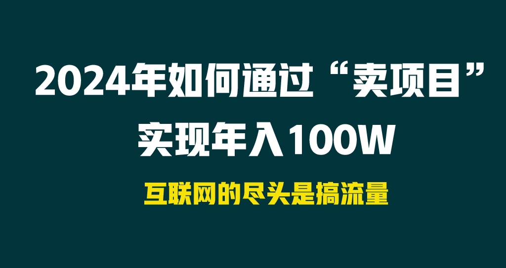 （9147期） 2024年怎样通过“卖项目”完成年收入100W