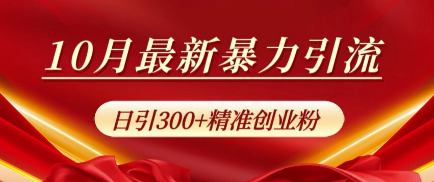 10月全新暴力行为引流方法，公域极致闭环控制，日引300 精确自主创业粉【揭密】