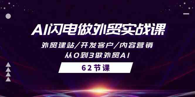 AI雷电做跨境电商实战演练课，外贸网站建设/寻找客户/内容运营/从0到3做跨境电商AI（61节）