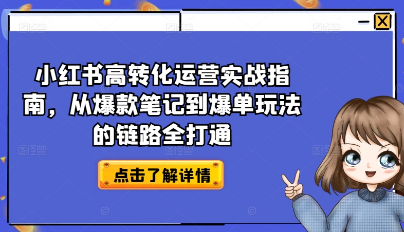 小红书的高转化经营实战演练手册，从爆品手记到打造爆款游戏的玩法链接全连通