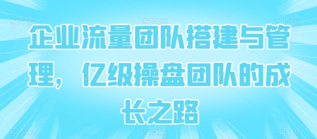 公司总流量团队搭建及管理，数亿级股票操盘团队成长历程