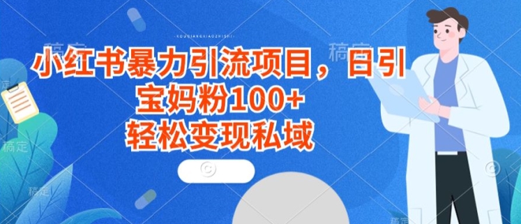 小红书暴力引流项目，日引宝妈粉100+，轻松变现私域