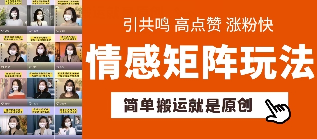 简易运送，情绪引流矩阵游戏玩法，增粉速度更快，可卖货，可养号【揭密】