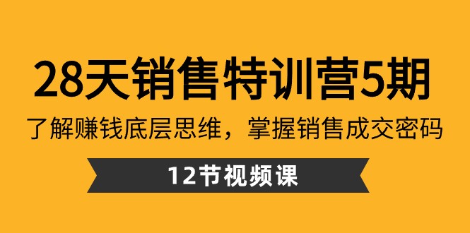 28天市场销售夏令营5期：掌握挣钱思维模式，把握销售成交登陆密码（12堂课）