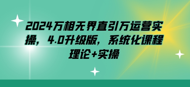 2024万相无边直引万经营实际操作，4.0全新升级，专业化课程内容 基础理论 实际操作