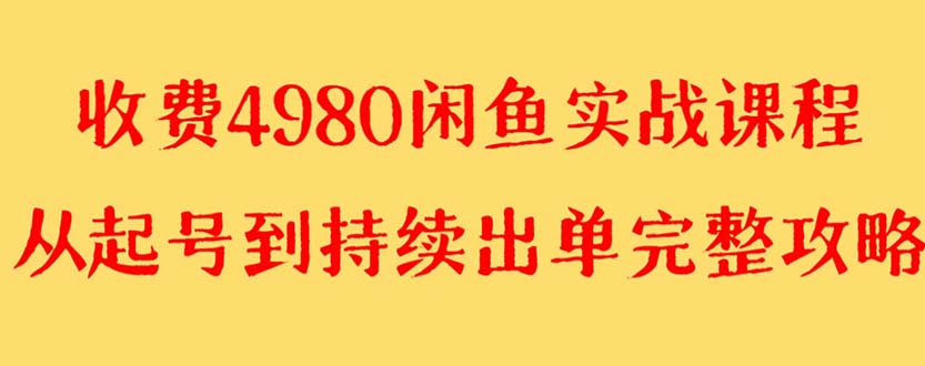 （8359期）外边收费标准4980闲鱼平台无货源电商实战演练实例教程 运单号4000