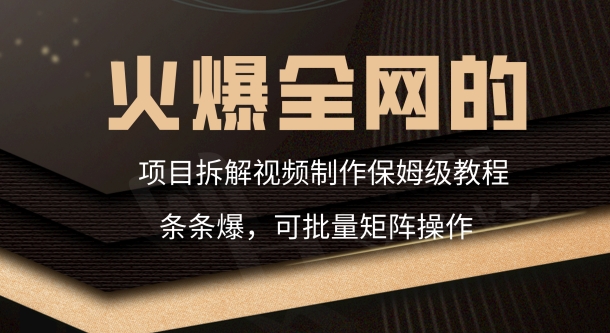 火爆全网的项目拆解类视频如何制作，条条爆，保姆级教程