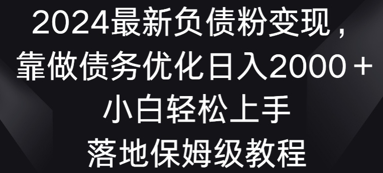 2024最新负债粉变现，靠做债务优化日入2000＋小白轻松上手