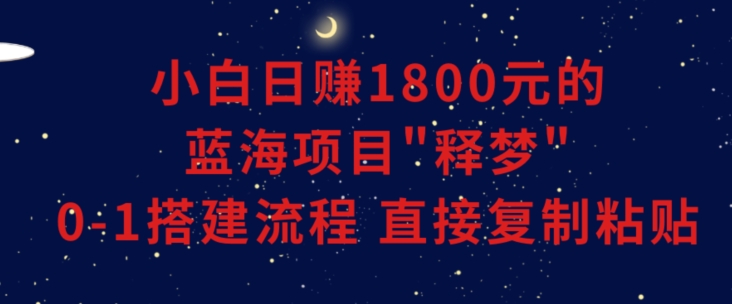 小白能日赚1800元的蓝海项目”释梦”0-1搭建流程可直接复制粘贴长期做【揭秘】