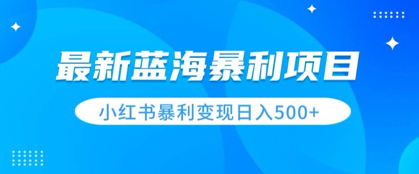 最新暴利蓝海项目，小红书图文变现，轻松实现日收益500+