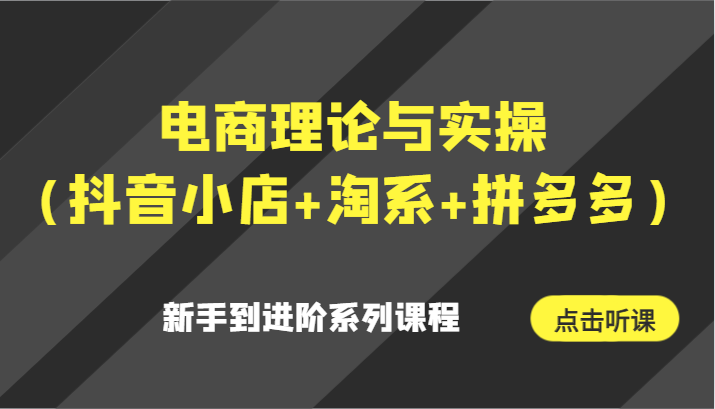 电子商务理论和实际操作（抖店 淘宝 拼多多平台）初学者到升阶主题课程