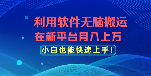 利用软件无脑搬运，在新平台月入上万，小白也能快速上手