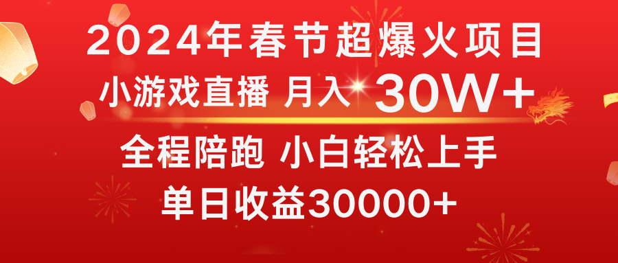 （8873期）虎年2024过年的时候，最爆红的新项目 把握机会 一般新手如何逆袭一个月盈利30W