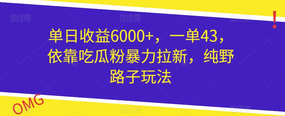 单日盈利6000 ，一单43，借助嗑瓜子粉暴力行为引流，纯歪门邪道游戏玩法