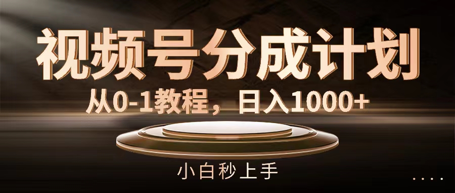 （11931期）微信视频号分为方案，从0-1实例教程，日入1000