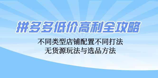 （12897期）拼多多低价高利全攻略：不同类型店铺配置不同打法，无货源玩法与选品方法