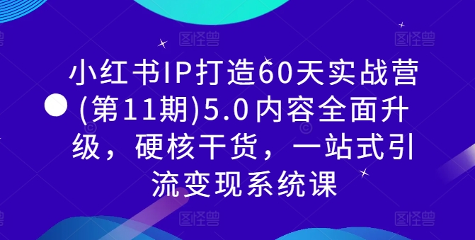 小红书IP打造60天实战营(第11期)5.0?内容全面升级，硬核干货，一站式引流变现系统课