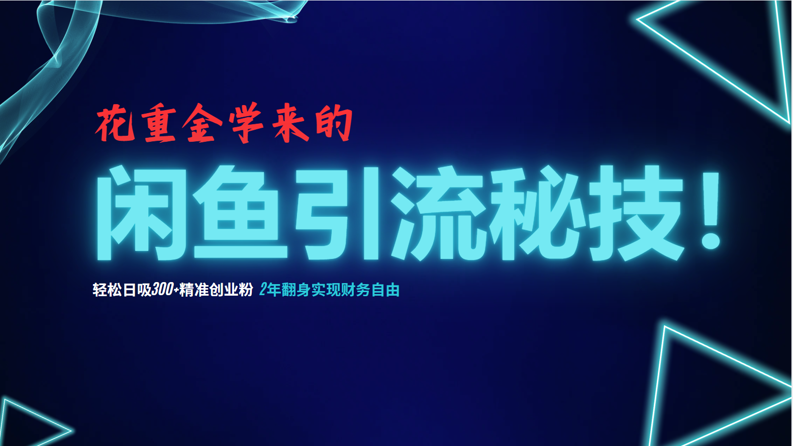 （12887期）花大价钱学到的闲鱼引流绝技！轻轻松松日吸300 精确自主创业粉，每日躺着赚钱5000 ，2…