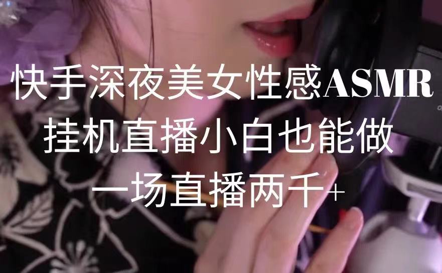 （9243期）快手视频深更半夜美女性感ASMR放置挂机直播间，新手也可以做，一场直播2000