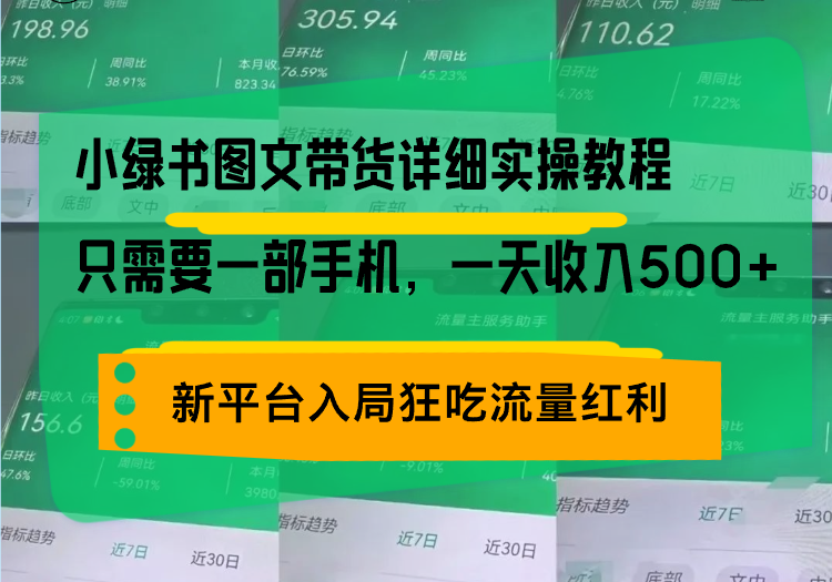 （13509期）小绿书图文带货详细实操教程，只需要一部手机，一天收入500+，轻松变现