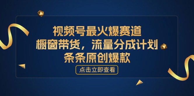 （11009期）[您的孩子取得成功获得上位]微信视频号最火跑道，橱窗展示卖货，流量分成方案，条…