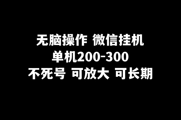 （8119期）没脑子实际操作微信挂机单机版200-300一天，不死号，可变大-暖阳网-优质付费教程和创业项目大全