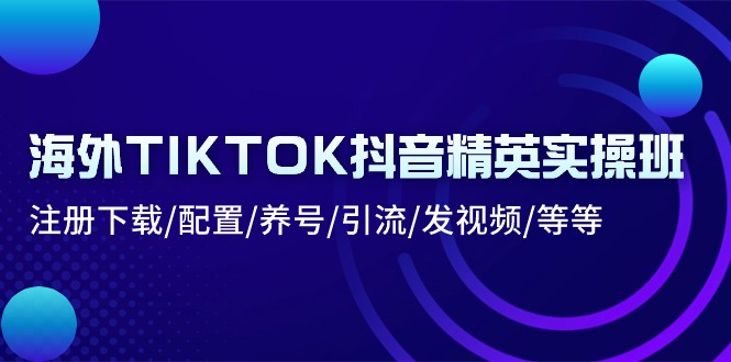 （10998期）国外TIKTOK抖音视频精锐实际操作班：下载登录/配备/起号/引流方法/上传视频/等