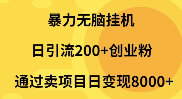 （9788期）暴力行为没脑子放置挂机日引流方法200 自主创业粉根据卖项目日转现2000