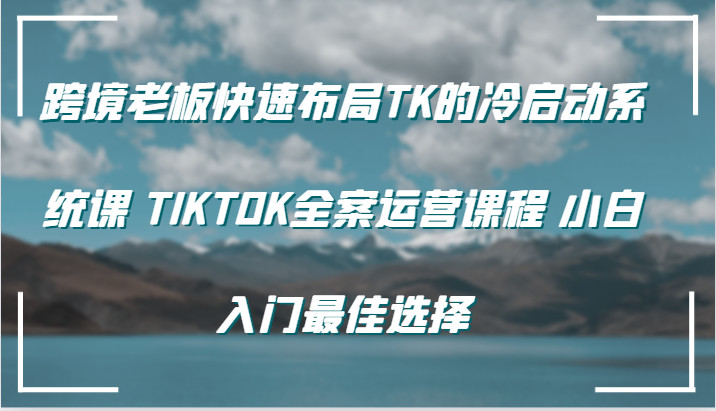 跨境电商老总快速布局TK的冷启系统软件课 TIKTOK软装营销课程 新手新手入门最好的选择