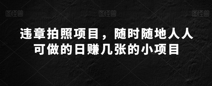 违章拍照项目，随时随地人人可做的日赚几张的小项目