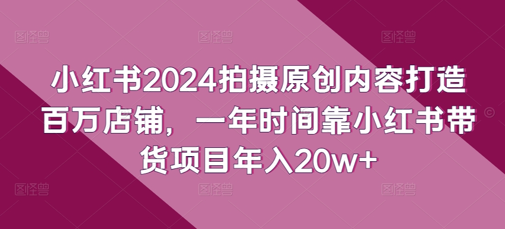 小红书的2024拍照优质内容打造出上百万店面，一年时间靠小红书的卖货新项目年收入20w