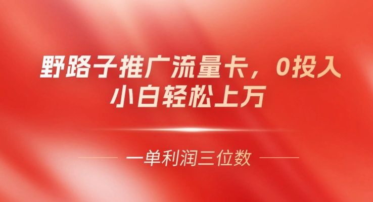 歪门邪道营销推广上网卡，一单利润几百，0资金投入，新手轻轻松松过万