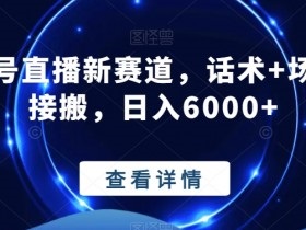 视频号直播新赛道，话术+场景直接搬，日入6000+