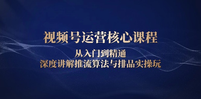 （13863期）视频号运营核心课程，从入门到精通，深度讲解推流算法与排品实操玩