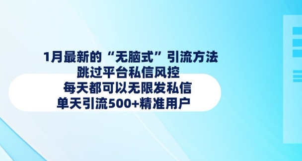 1月全新的无脑式推广方法，绕过服务平台私聊风险控制，每天都能无尽私信，单日引流方法500 精准客户