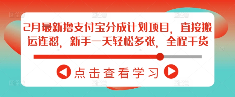 2月全新撸支付宝钱包分为计划项目，立即运送连怼，初学者一天轻轻松松好几张，全过程干货知识