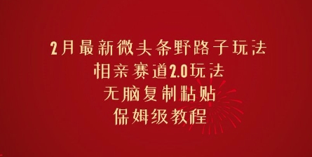 2月全新头条歪门邪道游戏玩法，相亲约会跑道2.0游戏玩法，没脑子拷贝，家庭保姆级实例教程