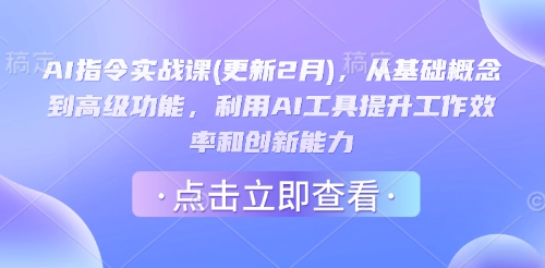AI命令实战演练课(升级2月)，从基本概念到高级功能，运用AI专用工具提高工作效率和创新能力