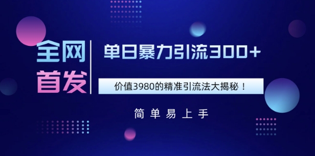 独家首发，使用价值3980单日暴力行为引流方法300 的精准引流方法法大曝光