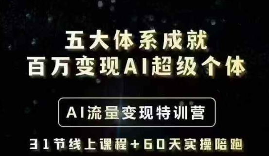 五大体系造就上百万转现AI超级个体- AI数据流量变现夏令营，一步一步教大家一个人怎么年收入百W
