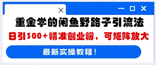 巨资学得闲鱼平台歪门邪道引流法，日引300 精确自主创业粉，可引流矩阵变大