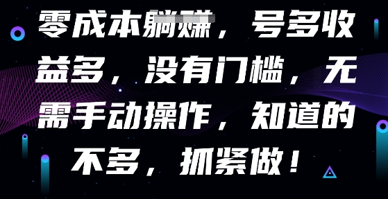 零成本自动式，号多盈利多，没有门槛，不用手动式