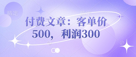 付费文章：客单量500，盈利300