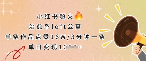 小红书的超火的治愈系动漫loft公寓楼，一条著作关注点赞16W，3min一条，单日转现多张