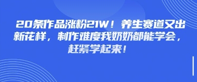 20条著作增粉21W！健康养生跑道又出新花样，制做难度系数我奶奶都可以懂得，赶快学习起来