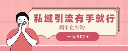 私域引流有手就行，日引500 精确自主创业粉