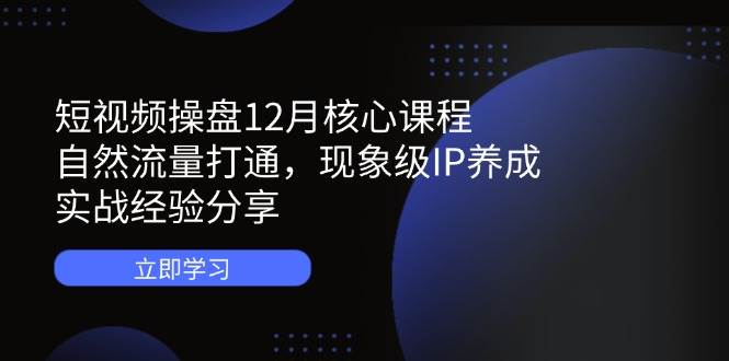 小视频股票操盘12月主干课程：自然搜索流量连通，卓越IP培养，实践经验共享