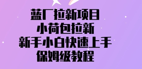 蓝厂拉新项目，小荷包引流，新手入门快速入门，家庭保姆级实例教程