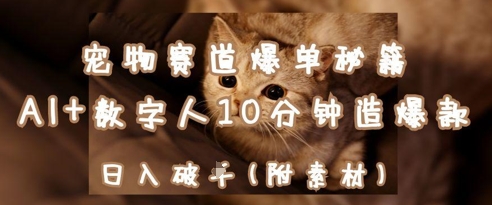 小宠物跑道打造爆款秘笈：AI 虚拟数字人10min造爆品，日入1k