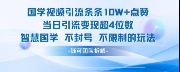 国学视频引流管条10W 关注点赞当日引流变现超4个数